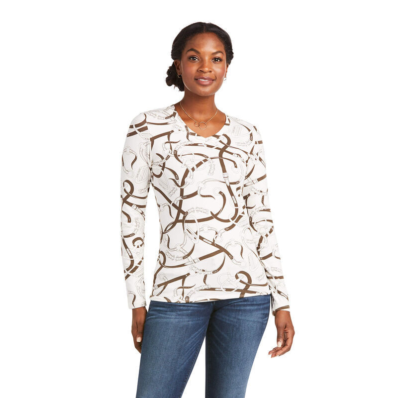 Ariat T-Shirts Damen - Melange Print Weiß/Braun ( HRJOX-2671 )